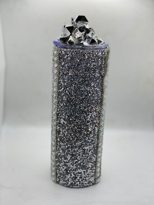 Silver Rhinestone Bling 20 oz Tumbler