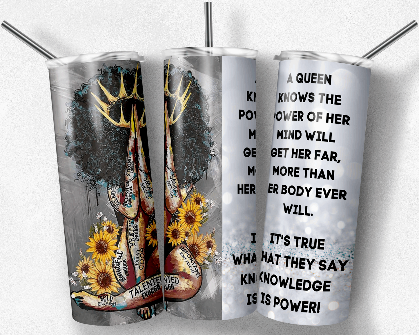 A Queen Knows Her Power Inspirational Custom Tumbler