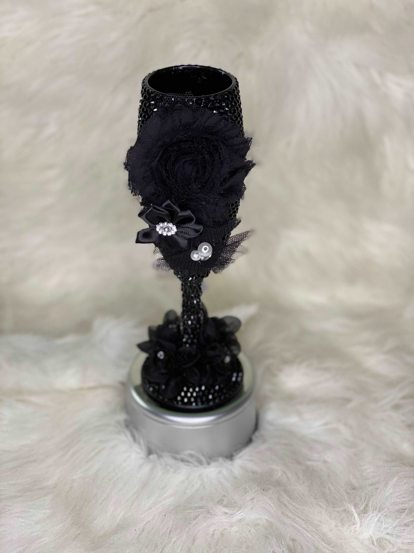 Black Bling Wine Glass