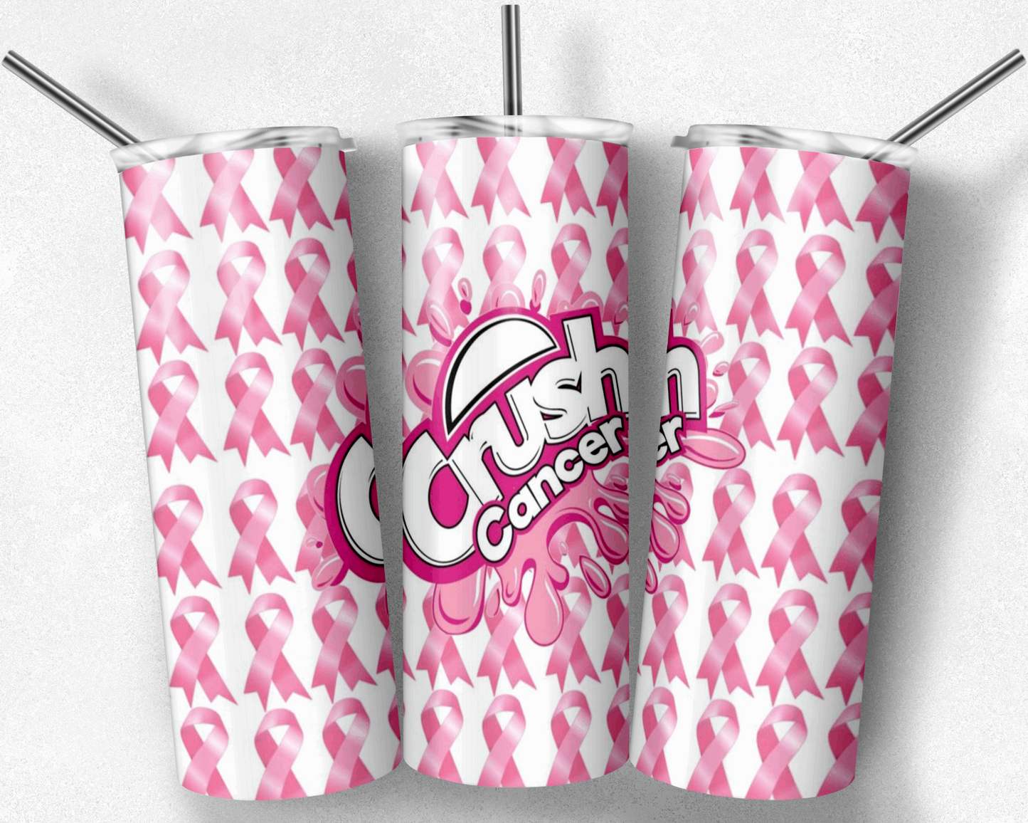 Crush Cancer Pink Ribbon Awareness Tumbler