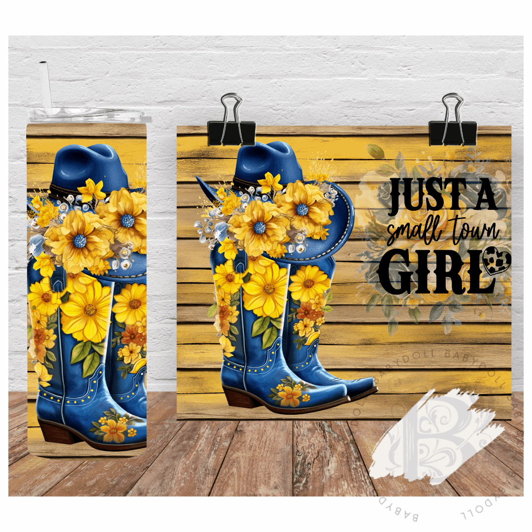 Just a Small Town Girl at Heart Coastal Cowgirl 20 oz Custom Tumbler