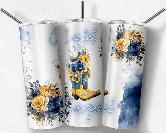 Feeling Blue Coastal Cowgirl Custom 20 oz Skinny Tumbler