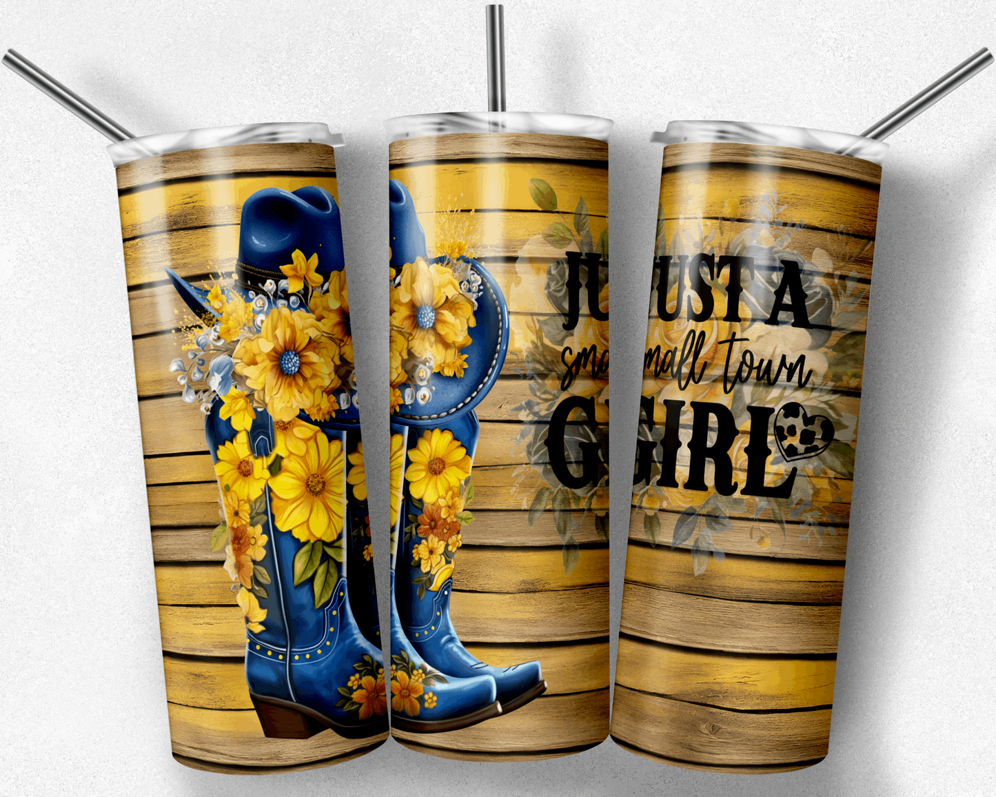 Just a Small Town Girl at Heart Coastal Cowgirl 20 oz Custom Tumbler