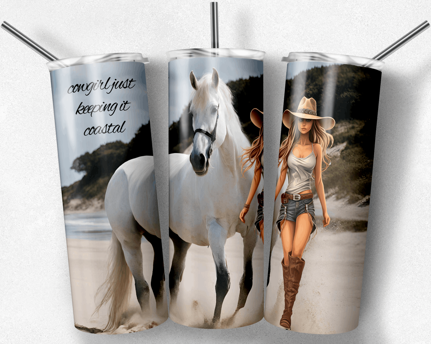 Just Keeping It Coastal, Coastal Cowgirl Custom 20 oz Skinny Tumbler