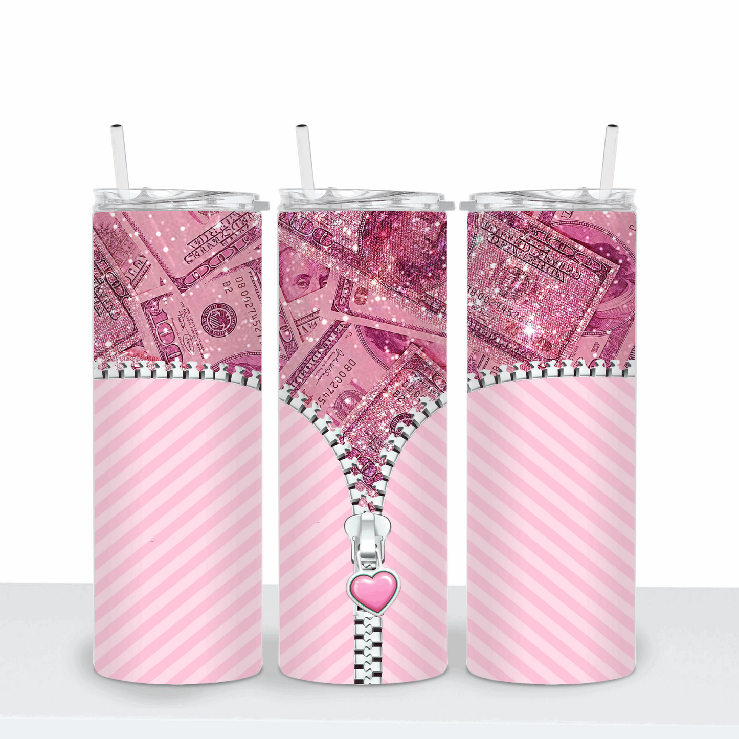 Pink Dollar Purse Tumbler