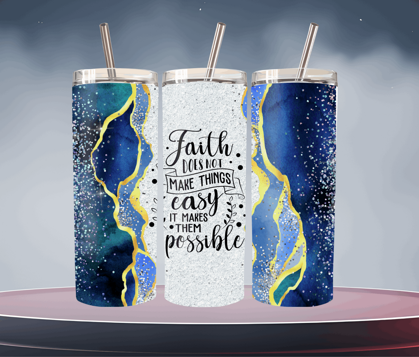 Faith Does Not Make Things Easy Skinny Tumbler