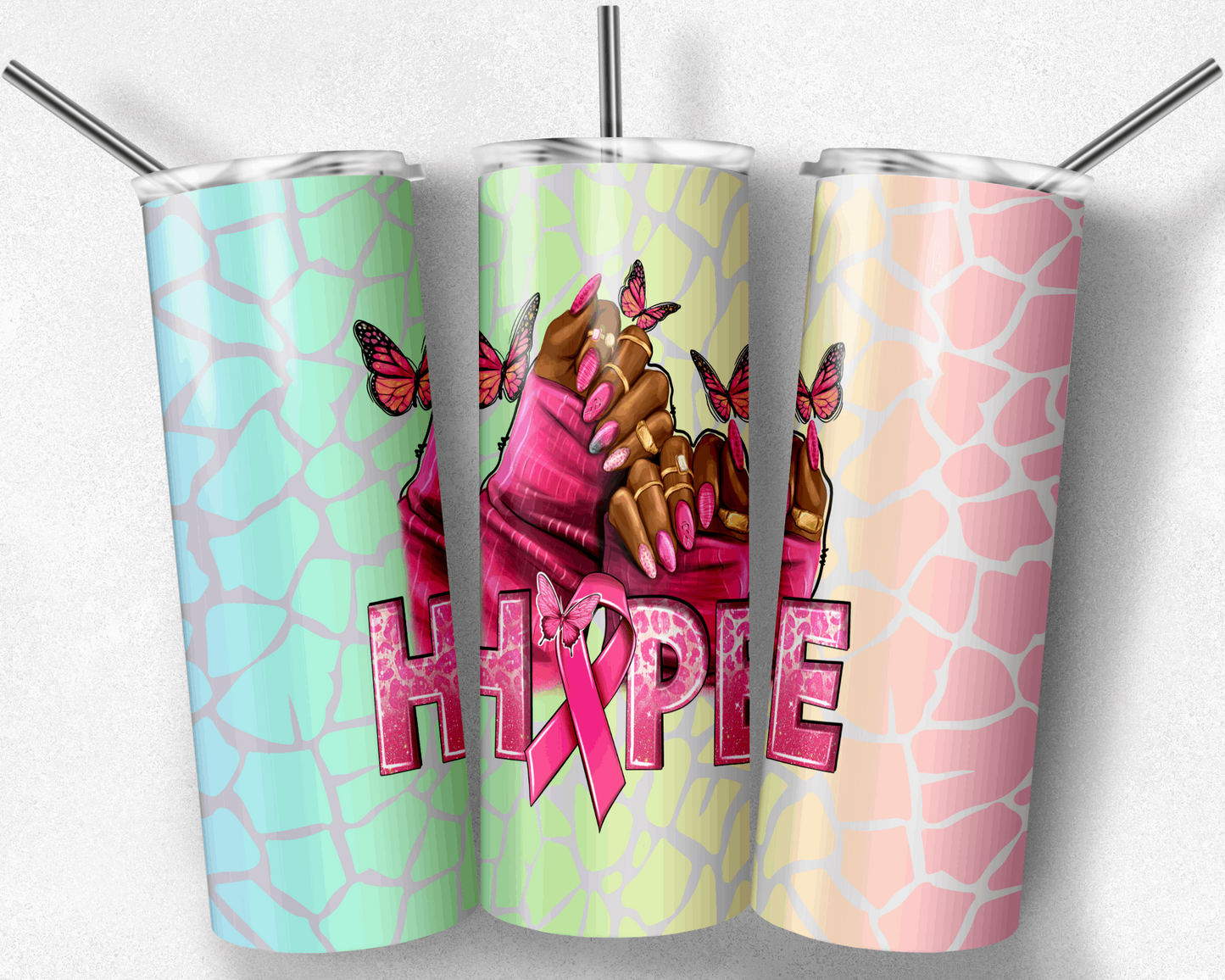 Hope Cancer Nails 20 oz Cheetah Custom Tumbler.