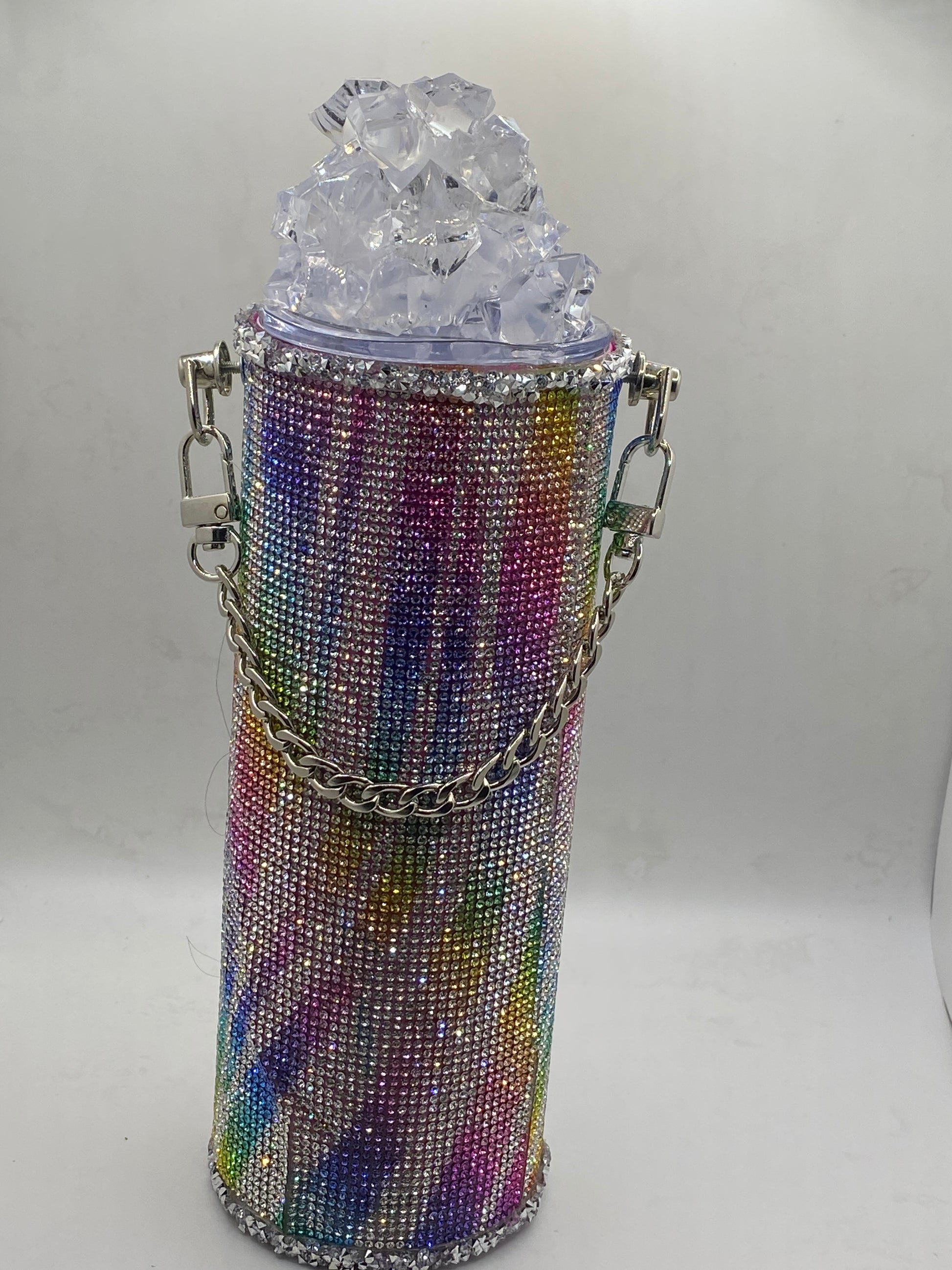 Rhinestone Tumbler, Rainbow Bling Tumbler