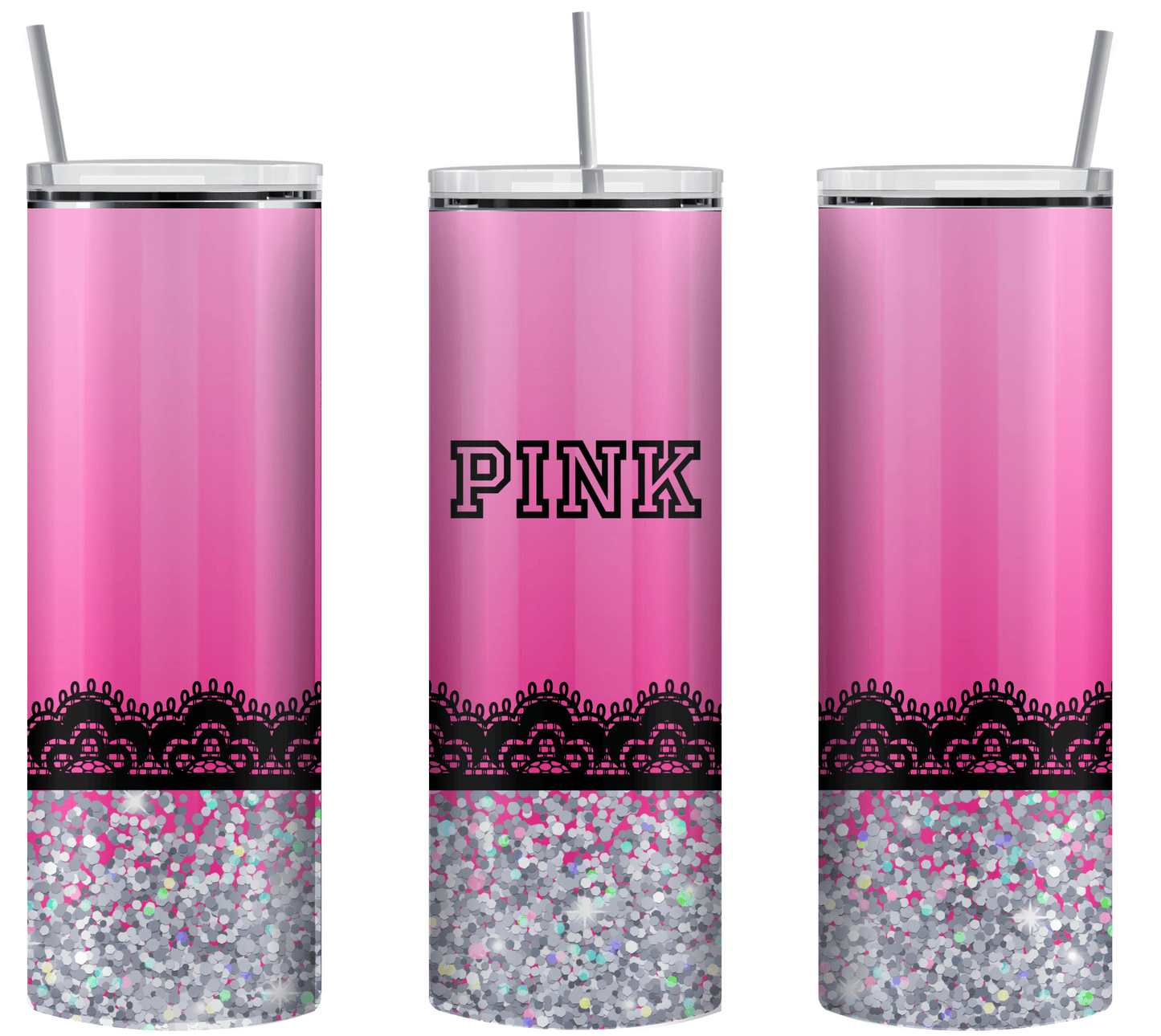 pink glitter glam Custom Tumbler 