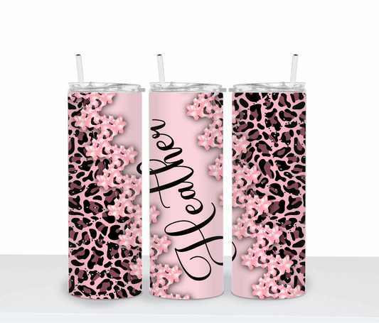 Personalized Agate Shimmer Pink Cheetah Tumbler