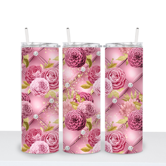 Pink Roses N Diamonds Tumbler