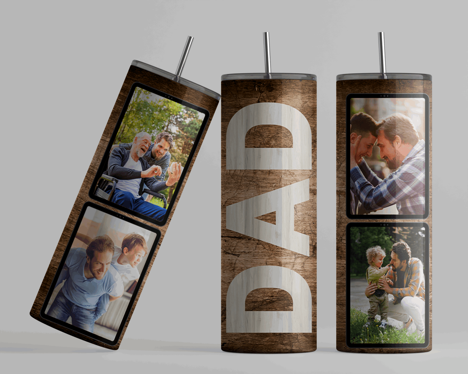 Dad Photo Brown Custom Tumbler