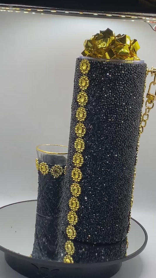 Black Rhinestone Purse Tumbler - Shooter Glass